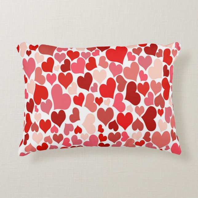 Coussins Décoratifs Impression cardiaque rouge et rose (Devant)
