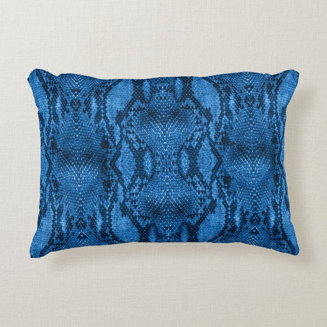 Coussins Décoratifs Impression de peau de serpent bleu (Devant)