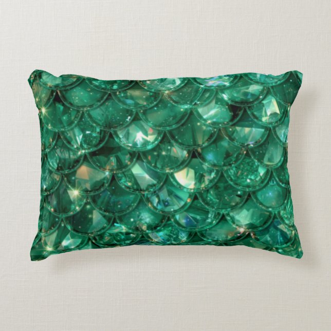 Coussins Décoratifs Impression de sirène verte brillante (Devant)