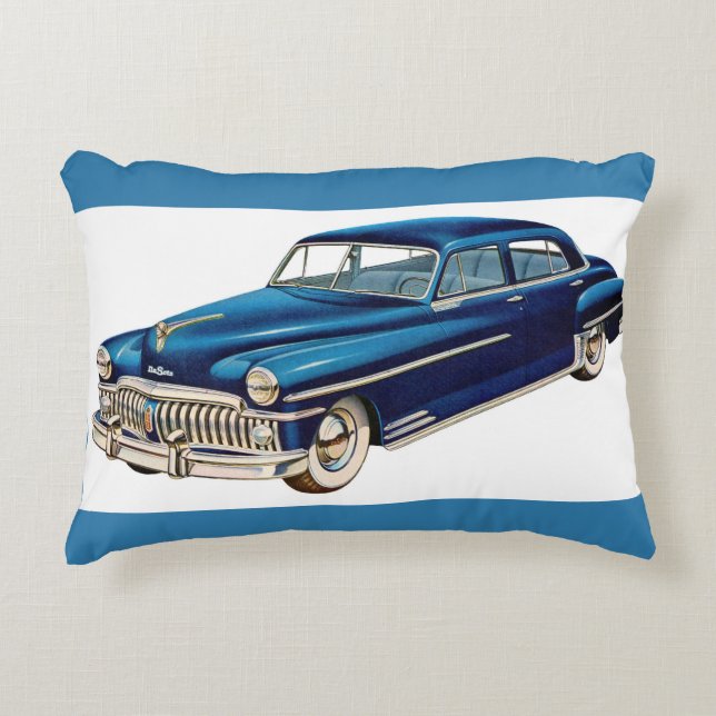 Coussins Décoratifs Impression DeSoto bleue 1950 (Devant)