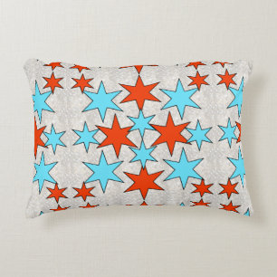 Coussins Décoratifs Impression d'étoile bleue et rouge