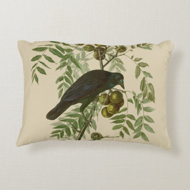 Coussins Décoratifs Impression d'oiseau Grackle Violet d'Audubon Botan (Dos)