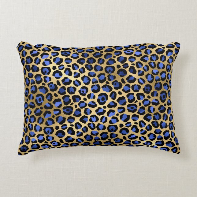 Coussins Décoratifs Impression Navy et Gold Cheetah (Devant)