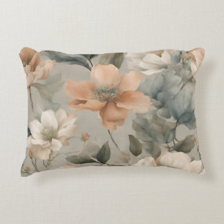 Coussins Décoratifs Imprimé floral de cottage vert sauge clair orange