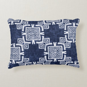 Coussins Décoratifs Indigo tordu à damiers arrière - plan texturé.