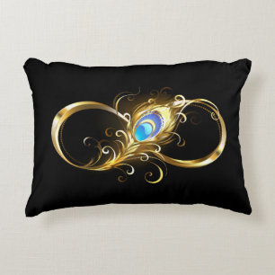 Coussins Décoratifs Infinité avec plume de paon doré