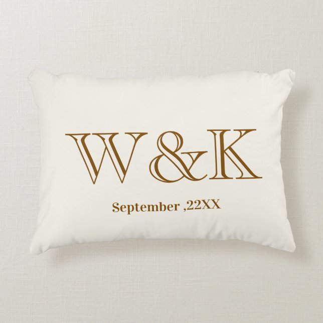 Coussins Décoratifs Initiale de monogramme de couple de mariage d'anni (Devant)