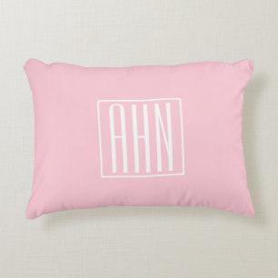 Coussins Décoratifs Initiales Monogramme   Blanc Sur Rose Clair