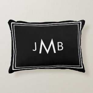 Coussins Décoratifs Initiales monogrammes minimalistes blanc sur noir