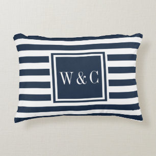 Coussins Décoratifs Initiales personnalisées Monogramme Marine Bleu