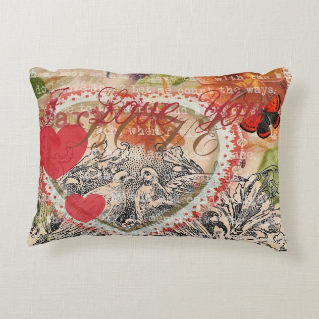 Coussins Décoratifs Inséparables Heart Red Art Collage (Dos)