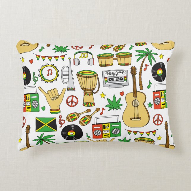 Coussins Décoratifs Instruments de musique motif sans faille. Reggae (Devant)