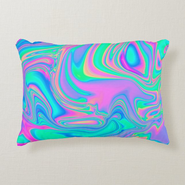 Coussins Décoratifs Iridescente marbrée texture holographique en dynam (Devant)