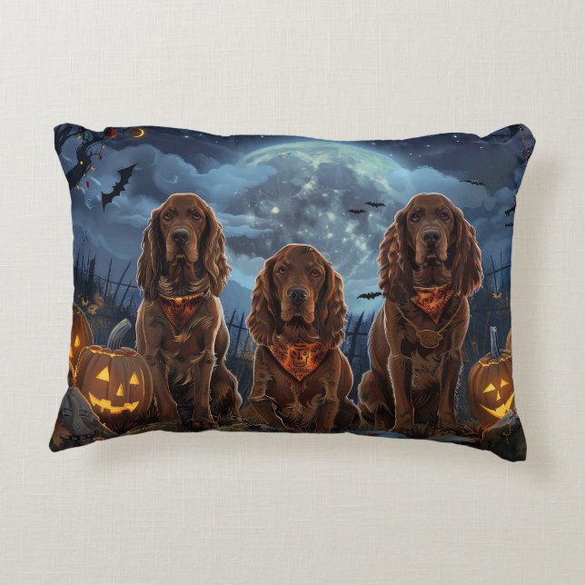 Coussins Décoratifs Irish Red Setter Halloween Épouvante (Dos)