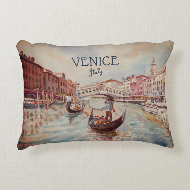 Coussins Décoratifs Italie Voyage - VENICE aquarelle souvenir (Devant)