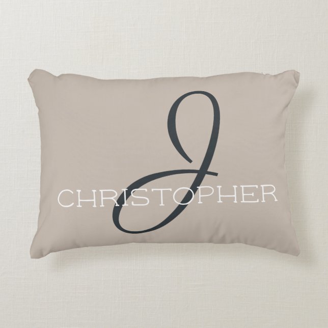 Coussins Décoratifs J Nom personnalisé initial Taupe neutre Taupe Tan (Devant)
