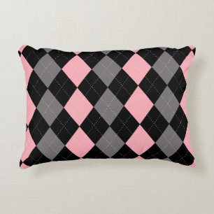 Coussins Décoratifs Jacquard gris noir rose
