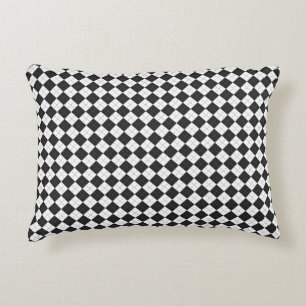 Coussins Décoratifs Jacquard plaid. Motif écossais en blanc et noir