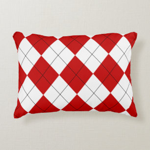 Coussins Décoratifs Jacquard preppy Tartan Diamond Plaid Rouge Blanc