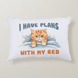 Coussins Décoratifs J'ai des plans avec mon lit - Cosy Orange Chat