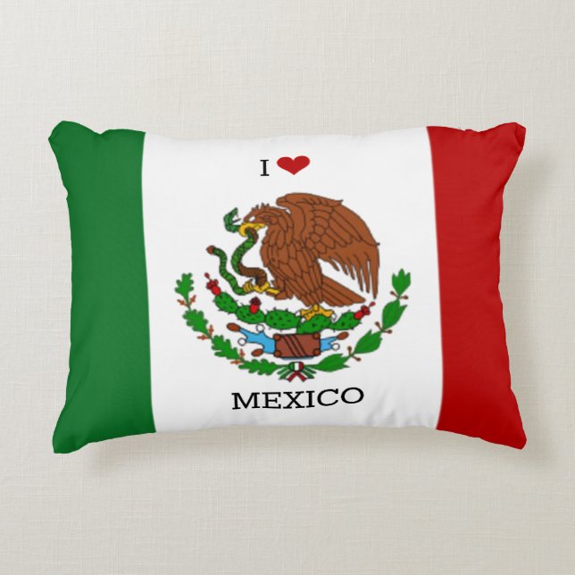 Coussins Décoratifs j'aime le mexique - drapeau mexicain, (Devant)