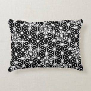 Coussins Décoratifs Japonais Asanoha motif - noir et blanc