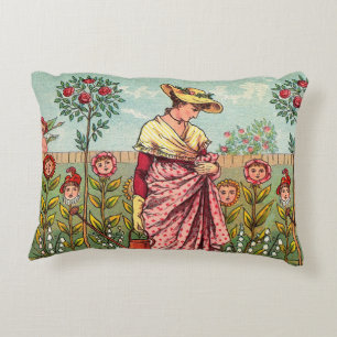 Coussins Décoratifs Jardin Croître Fleur Femme Art Antique