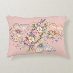 Coussins Décoratifs Jardin d'anniversaire papillon pastel