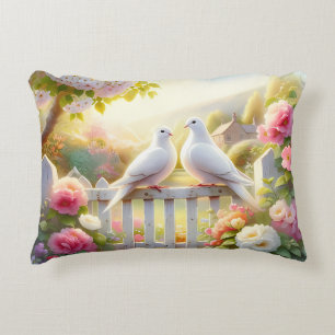 Coussins Décoratifs Jardin de cottage aux colombes blanches