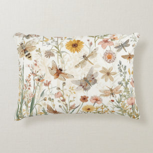 Coussins Décoratifs Jardin de fleurs sauvages papillons botaniques flo