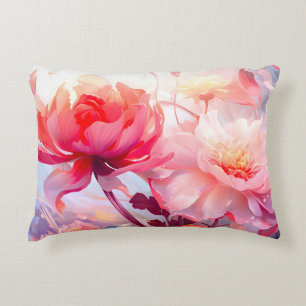 Coussins Décoratifs Jardin de pivoines en fleurs à l'aquarelle