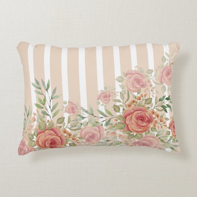 Coussins Décoratifs Jardin Pastel Rêveur Rayé (Devant)