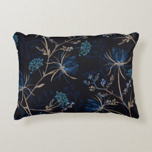 Coussins Décoratifs Jardin sombre : Floral bleu monotone