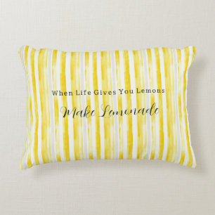 Coussins Décoratifs Jaune Citron Rayures Blanches