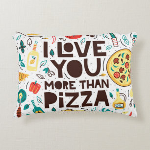 Coussins Décoratifs Je t'aime plus que la pizza. Lettres alimentaires