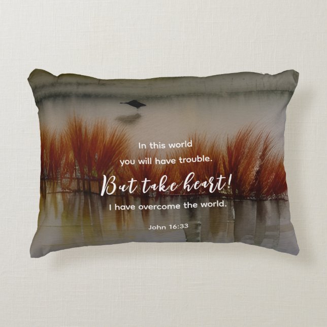 Coussins Décoratifs Jean 16:33 J'ai surmonté la Bible Verse Christian (Devant)