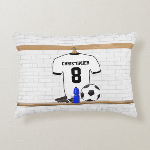 Coussins Décoratifs Jersey de football noir blanc personnalisé