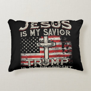 Coussins Décoratifs Jésus Est Mon Sauveur Trump Est Mon Président Amér