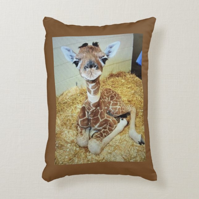 Coussins Décoratifs Jeter Oreiller 12x16 Baby Giraffe (Devant(Vertical))