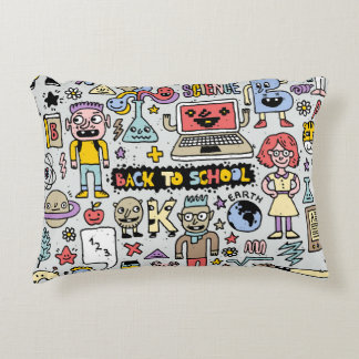 Coussins Décoratifs Jeu Vintage de l'école Doodle coloré