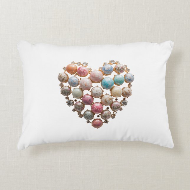 Coussins Décoratifs Jeweled Floral Heart Throw Pillow — Romantic Maxim (Devant)