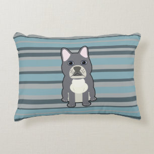 Coussins Décoratifs Joli Bouledogue Français rayé bleu