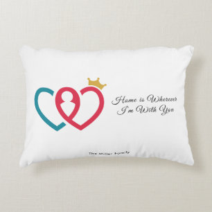 Coussins Décoratifs Joli cœur entrelacé Couronne de reine Couple Café