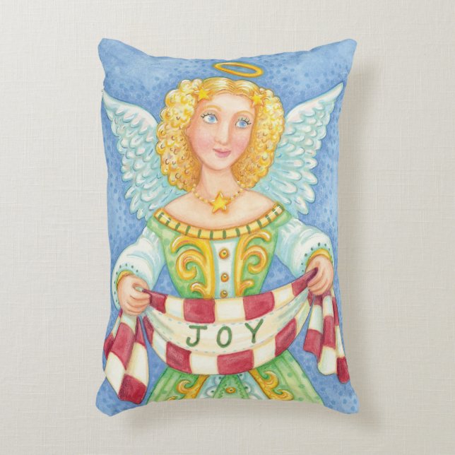Coussins Décoratifs Joli dessin de Noël Angel Halo avec bannière Joie (Devant(Vertical))