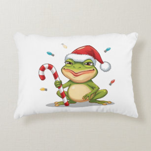 Coussins Décoratifs Joli Grenouille de Noël avec Canne à Sucre - Drôle