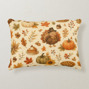 Coussins Décoratifs Joli motif aquarelle de Thanksgiving avec des dind