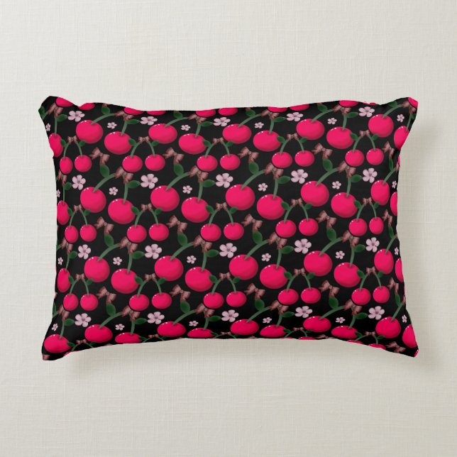 Coussins Décoratifs Joli motif floral rouge Cerise (Devant)
