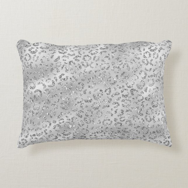 Coussins Décoratifs Joli motif imprimé peau de léopard guépard argenté (Devant)