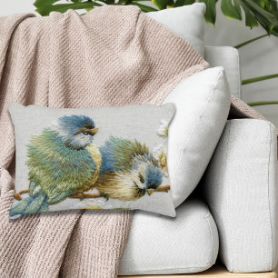 Coussins Décoratifs joli oiseau à broderie turquoise à la menthe