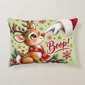 Coussins Décoratifs Joli Père Noël et Boop sur le Nez de Renne Noël